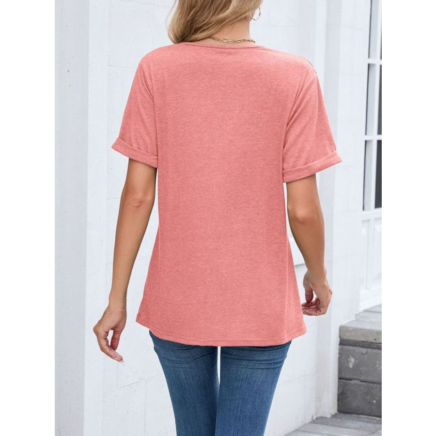 Casual V-Neck Short Sleeve T-Shirt Apparel and Accessories