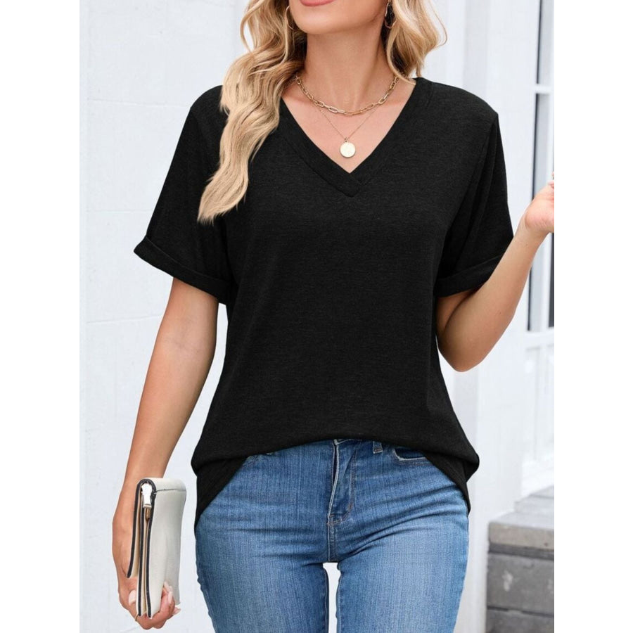 Casual V-Neck Short Sleeve T-Shirt Apparel and Accessories