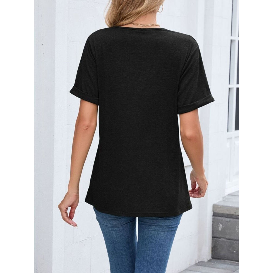 Casual V-Neck Short Sleeve T-Shirt Apparel and Accessories