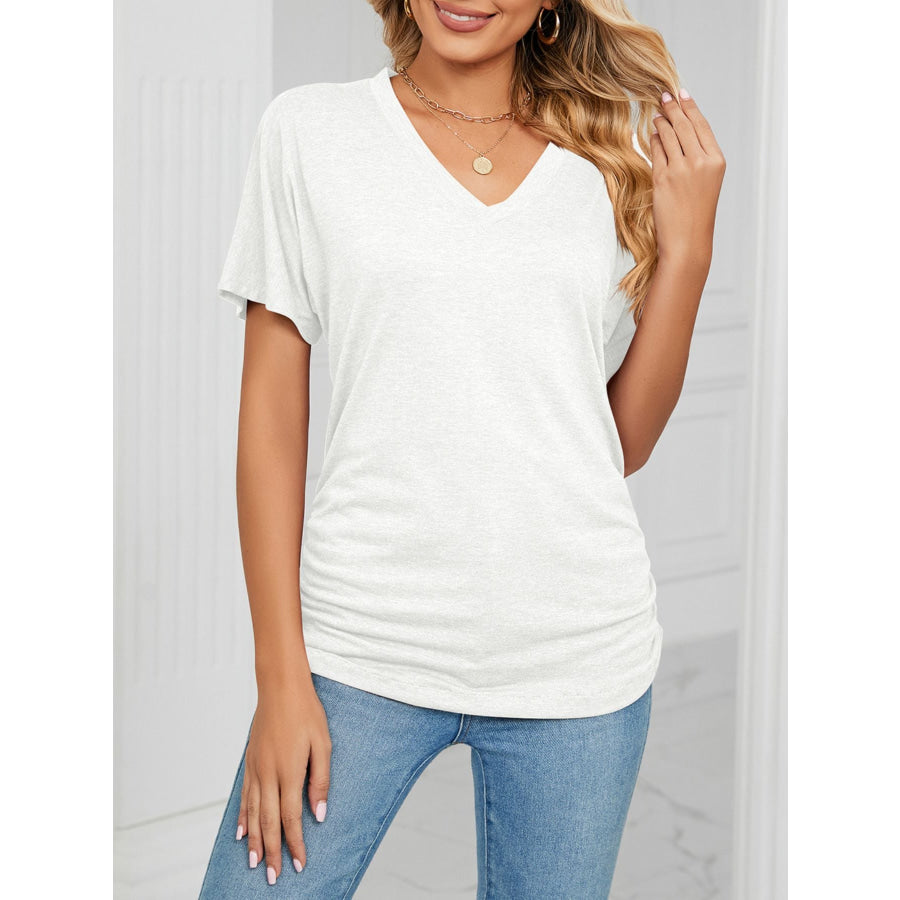 Casual V-Neck Short Sleeve T-Shirt Apparel and Accessories