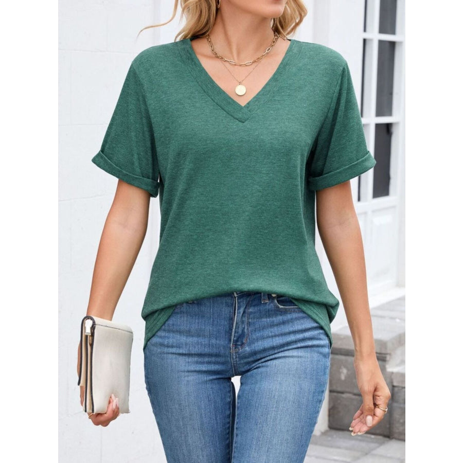 Casual V-Neck Short Sleeve T-Shirt Apparel and Accessories