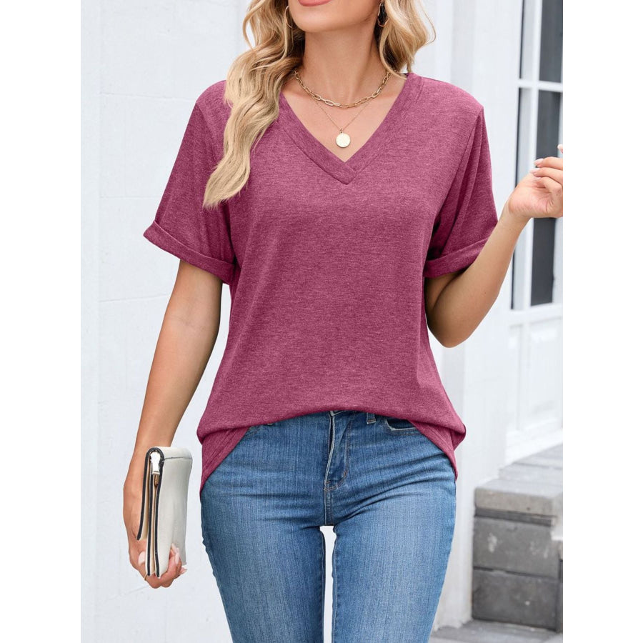 Casual V-Neck Short Sleeve T-Shirt Apparel and Accessories