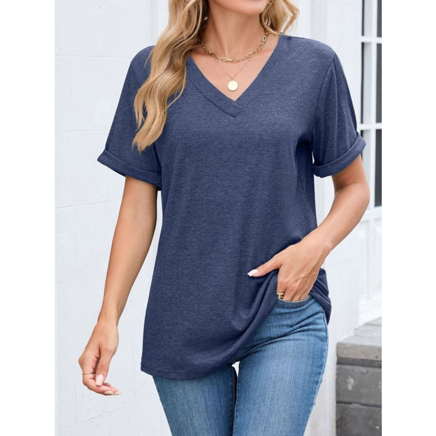 Casual V-Neck Short Sleeve T-Shirt Apparel and Accessories