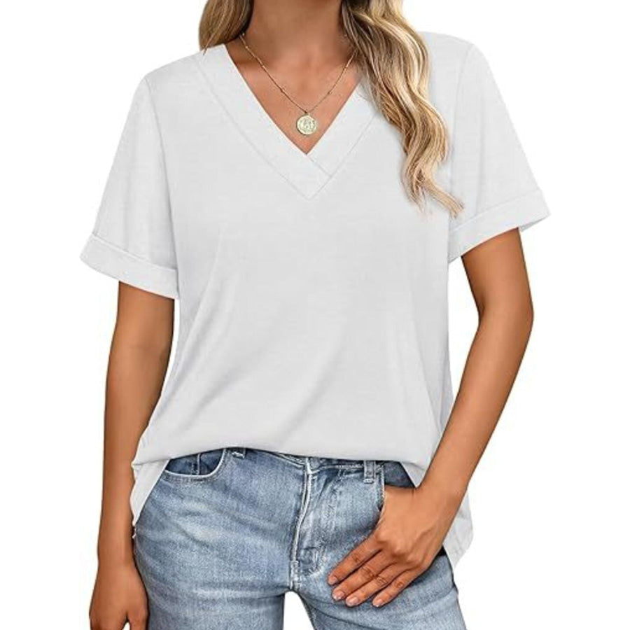 Casual V-Neck Short Sleeve T-Shirt Apparel and Accessories