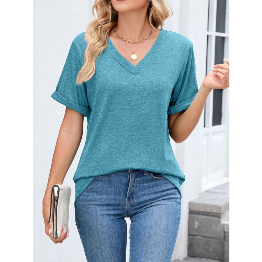 Casual V-Neck Short Sleeve T-Shirt Apparel and Accessories