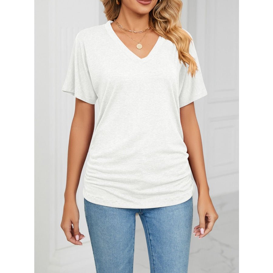 Casual V-Neck Short Sleeve T-Shirt Apparel and Accessories