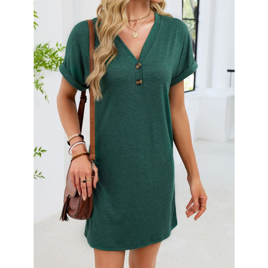 Casual V-Neck Short Sleeve T-Shirt Dress Apparel and Accessories