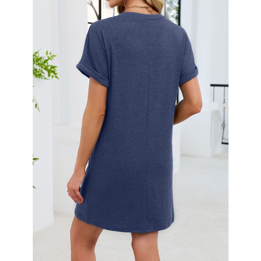 Casual V-Neck Short Sleeve T-Shirt Dress Apparel and Accessories