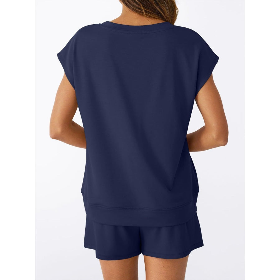Casual V-Neck T-Shirt and Shorts Set Apparel and Accessories