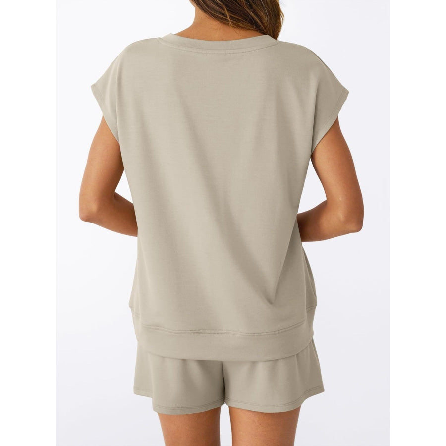 Casual V-Neck T-Shirt and Shorts Set Apparel and Accessories