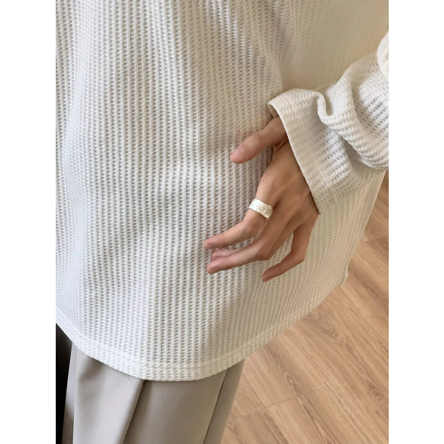 Casual Waffle Knit Long Sleeve T-Shirt Apparel and Accessories