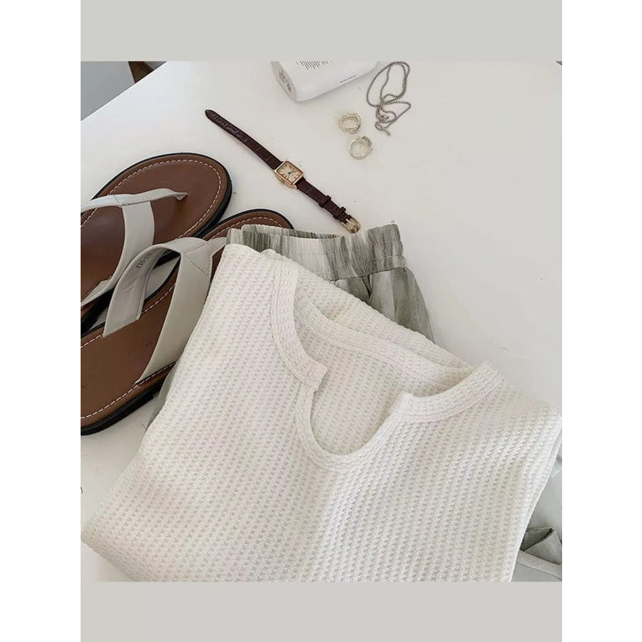 Casual Waffle Knit Long Sleeve T-Shirt Apparel and Accessories