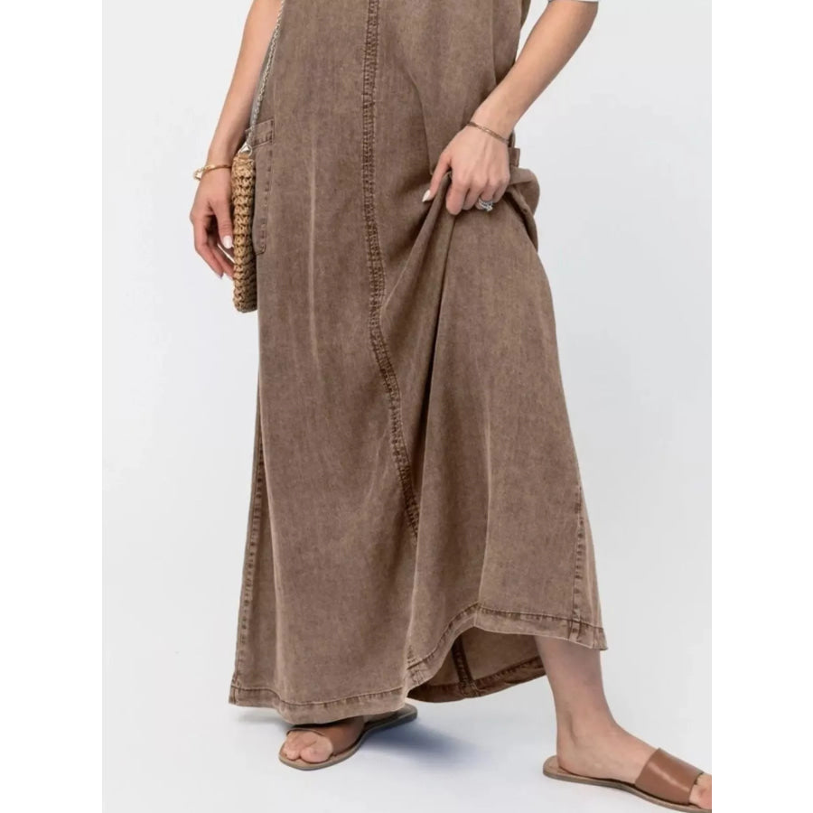 Casual Washed Denim Cami Maxi Dress Apparel and Accessories