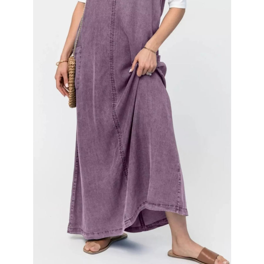 Casual Washed Denim Cami Maxi Dress Apparel and Accessories