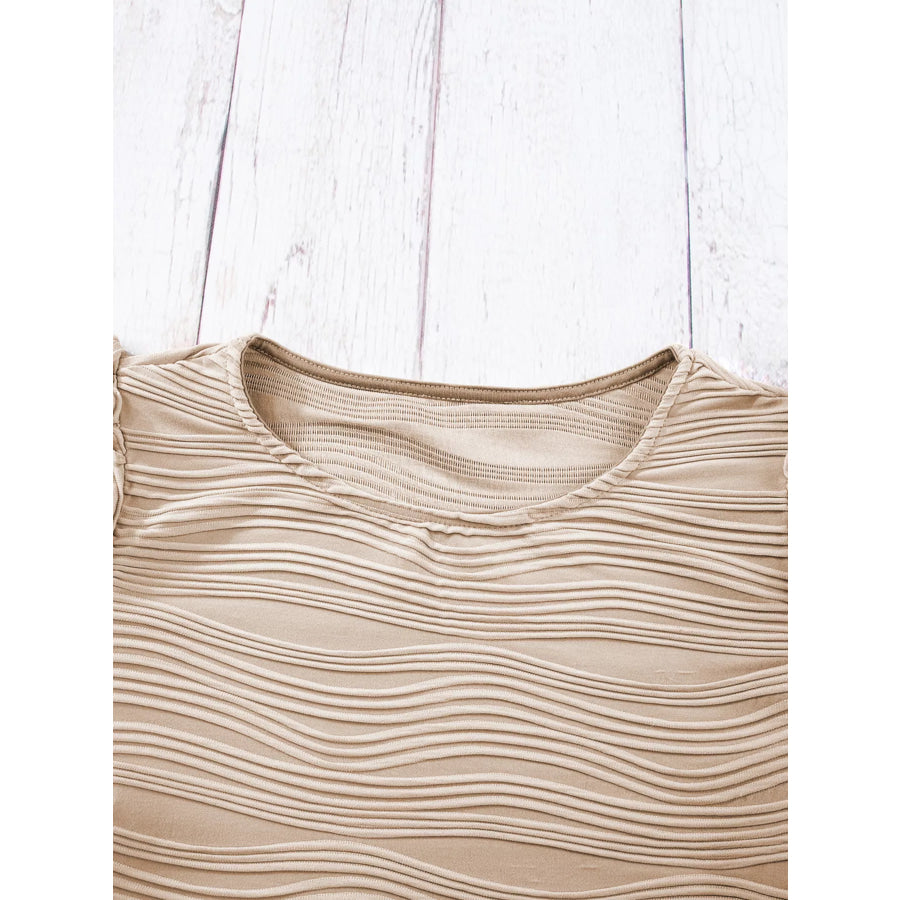 Casual Wavy Textured Ruffle Sleeve Top Apparel and Accessories