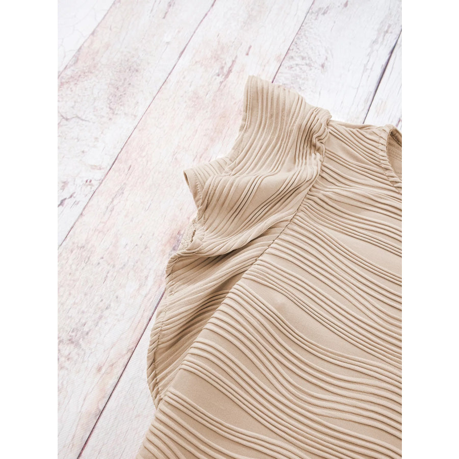 Casual Wavy Textured Ruffle Sleeve Top Apparel and Accessories