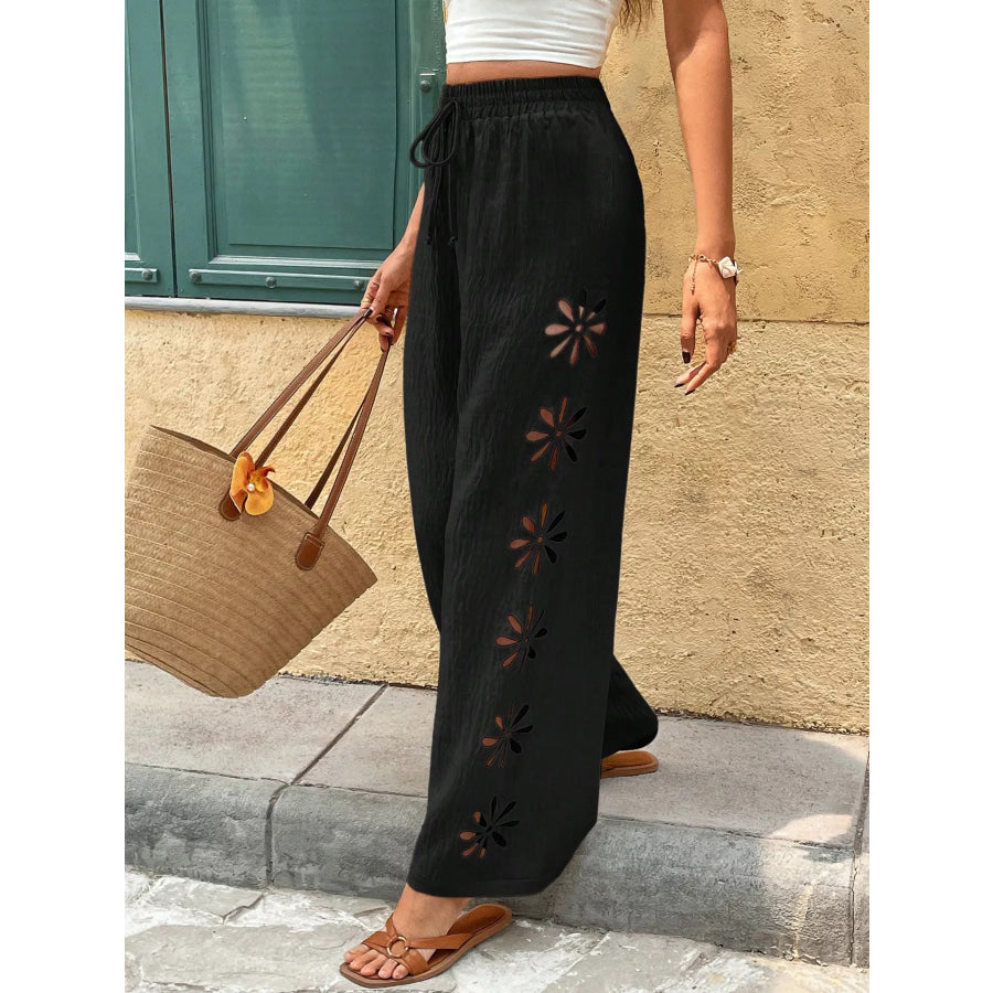 Casual Wide-Leg Pants Black / S Apparel and Accessories