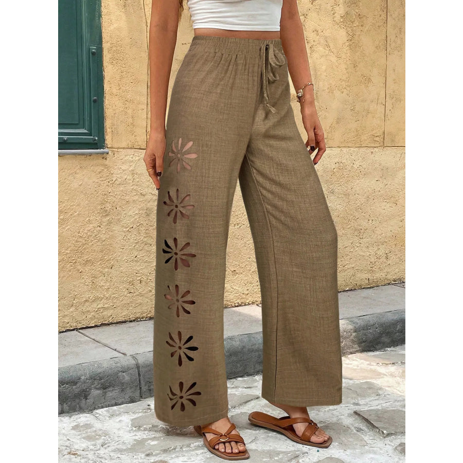 Casual Wide-Leg Pants Brown / S Apparel and Accessories