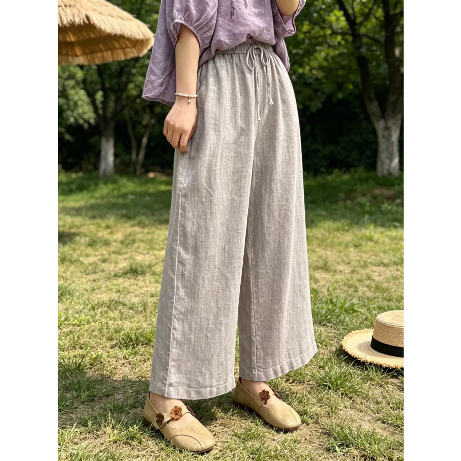 Casual Wide Leg Pants Khaki / S Apparel and Accessories