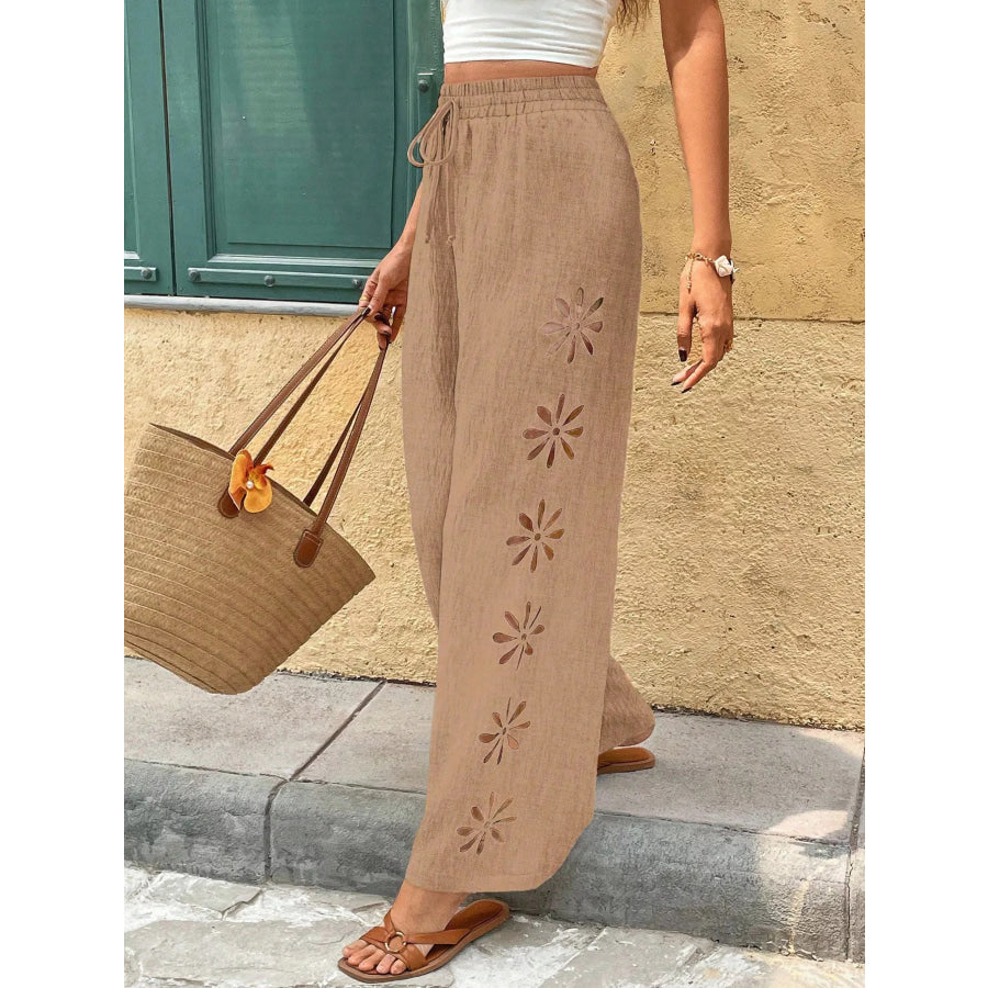 Casual Wide-Leg Pants Light Brown / S Apparel and Accessories