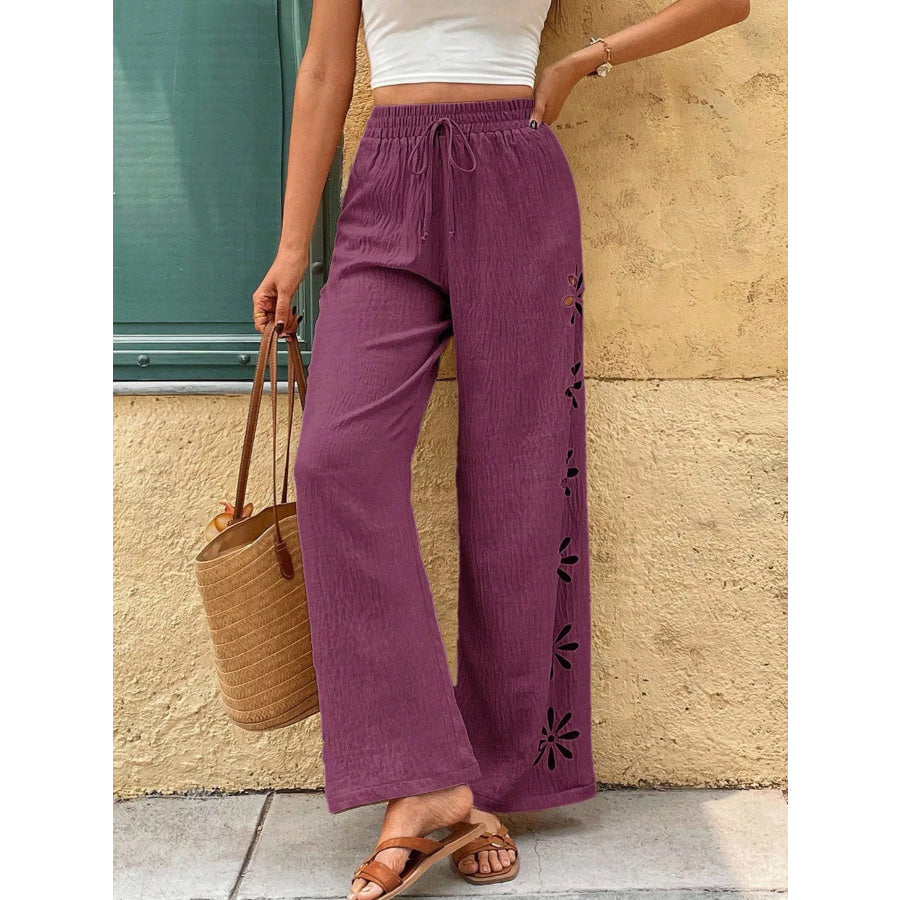 Casual Wide-Leg Pants Purple Red / S Apparel and Accessories