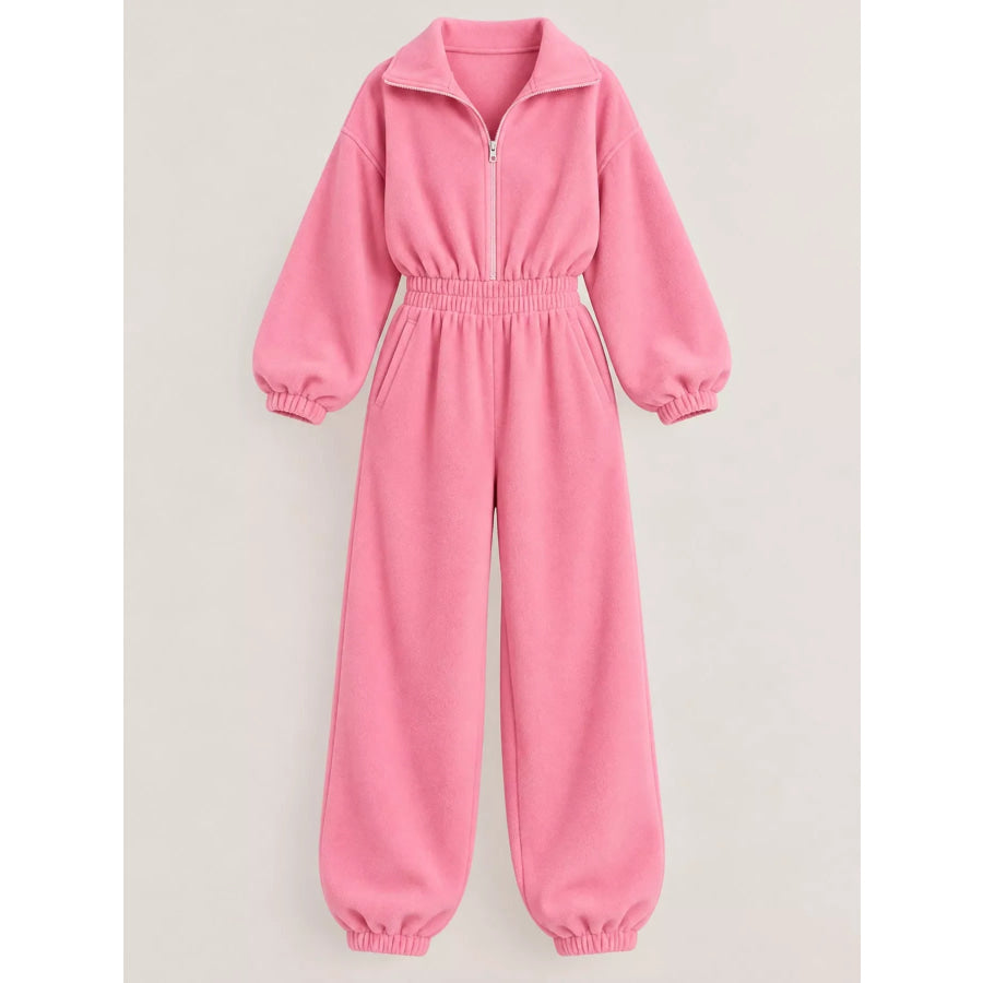 Casual Zip Front Long Sleeve Jumpsuit Apparel and Accessories