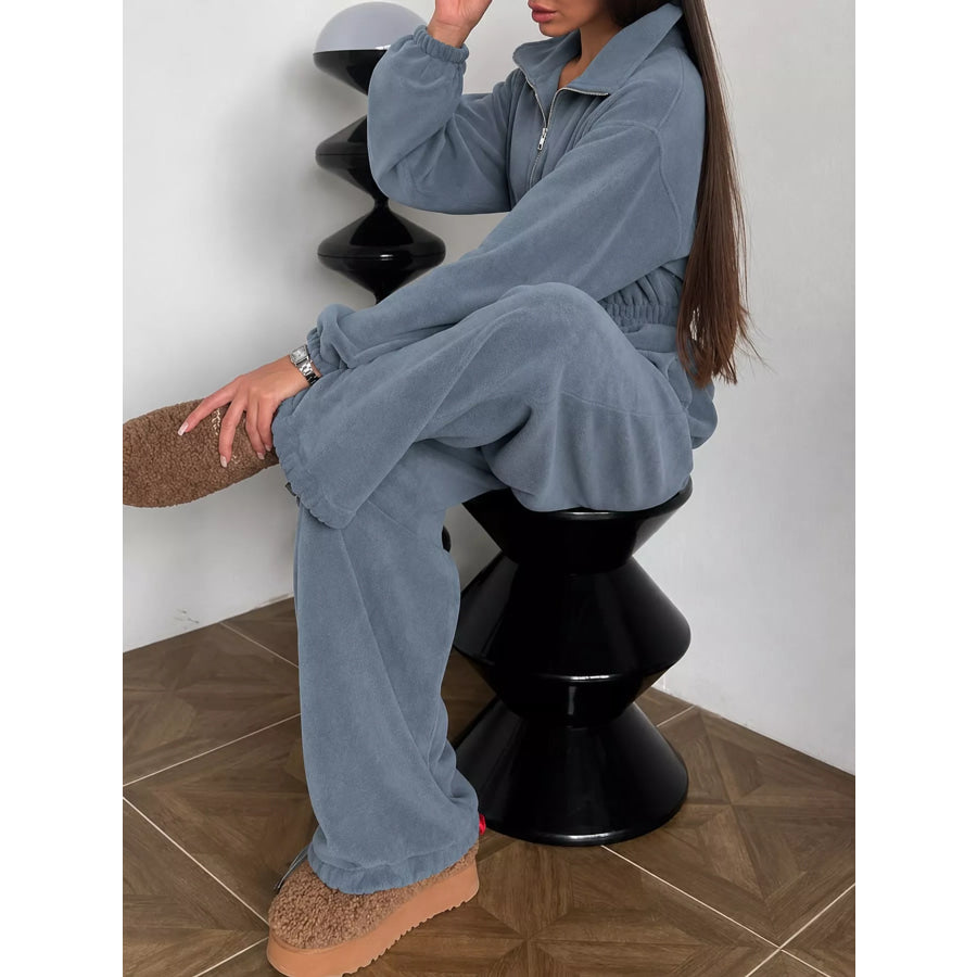 Casual Zip Front Long Sleeve Jumpsuit Apparel and Accessories