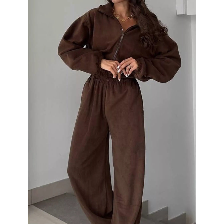 Casual Zip Front Long Sleeve Jumpsuit Apparel and Accessories