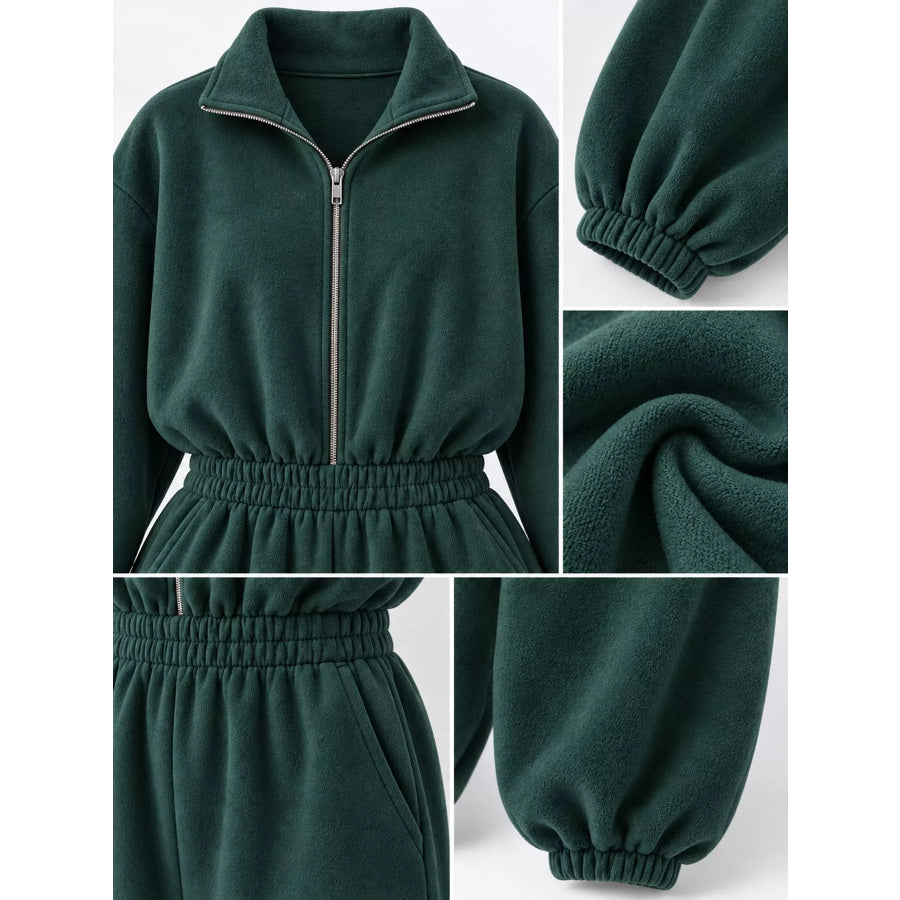 Casual Zip Front Long Sleeve Jumpsuit Apparel and Accessories