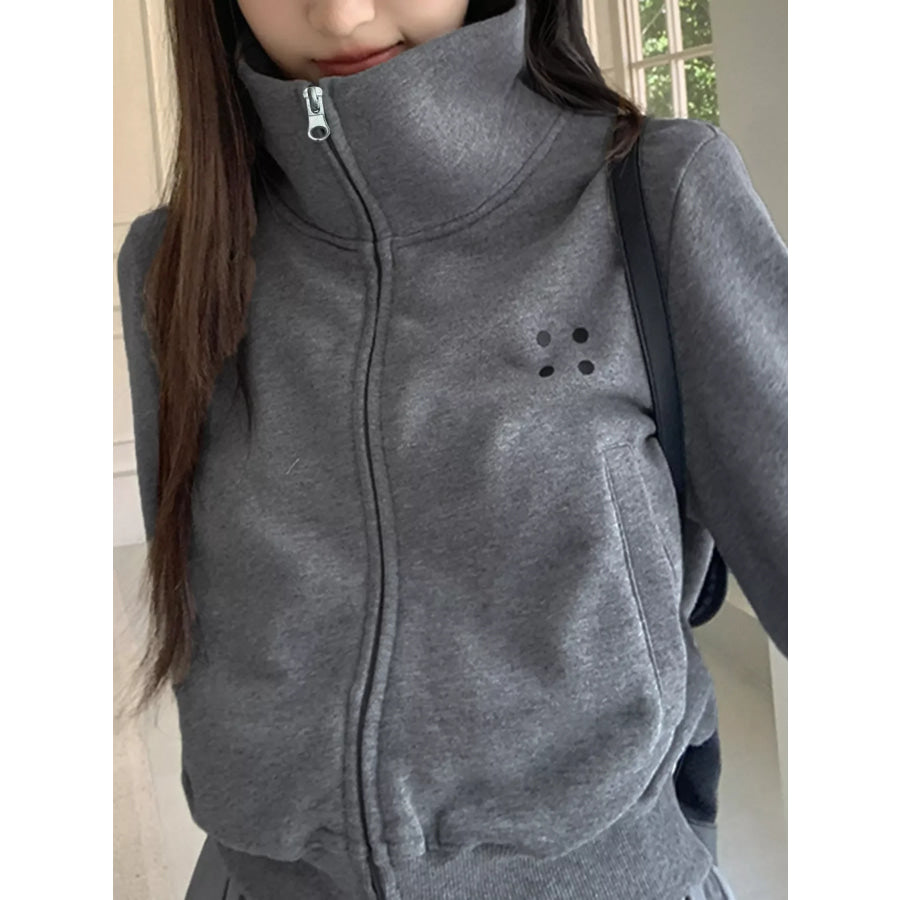 Casual Zip-Up Cropped Outerwear Apparel and Accessories