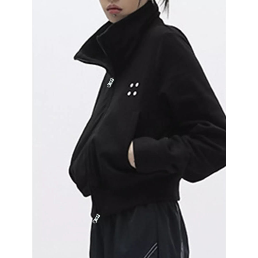 Casual Zip-Up Cropped Outerwear Apparel and Accessories
