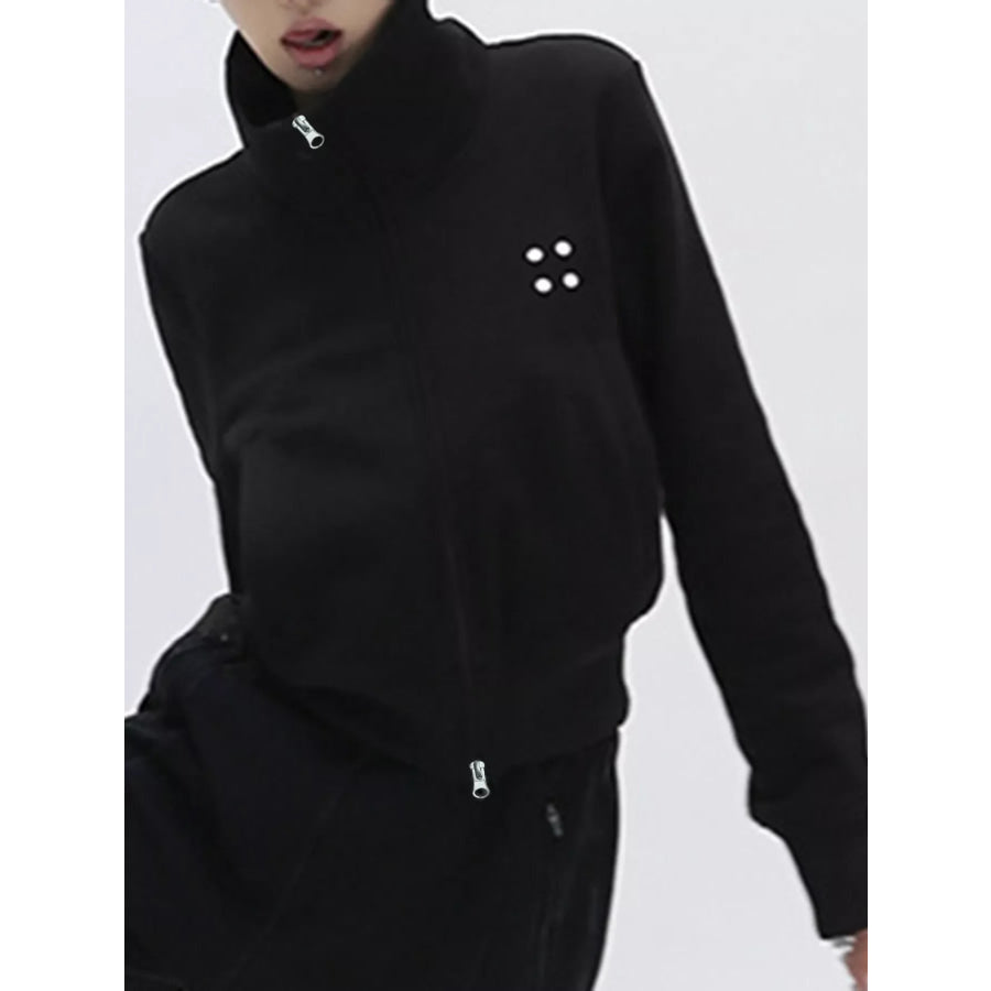 Casual Zip-Up Cropped Outerwear Apparel and Accessories