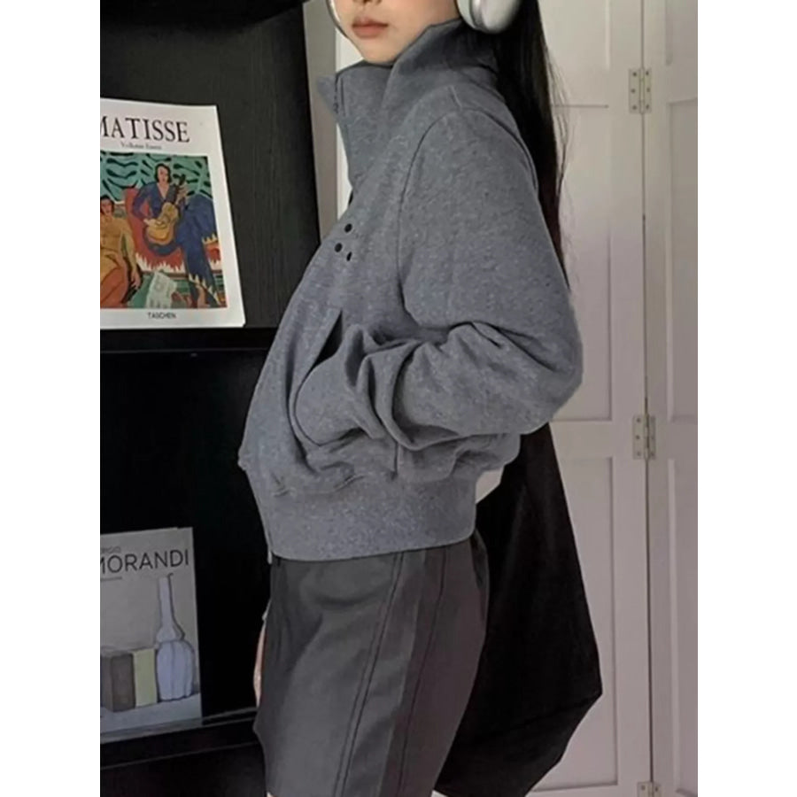 Casual Zip-Up Cropped Outerwear Apparel and Accessories