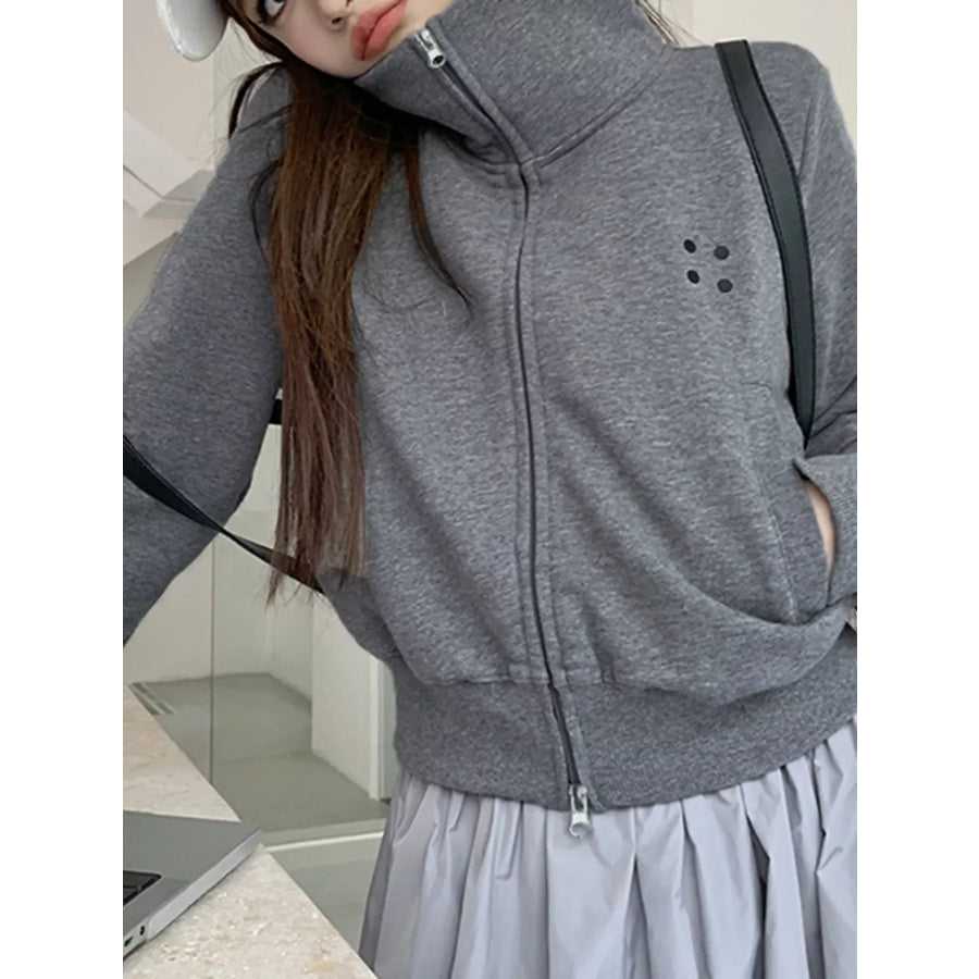 Casual Zip-Up Cropped Outerwear Apparel and Accessories