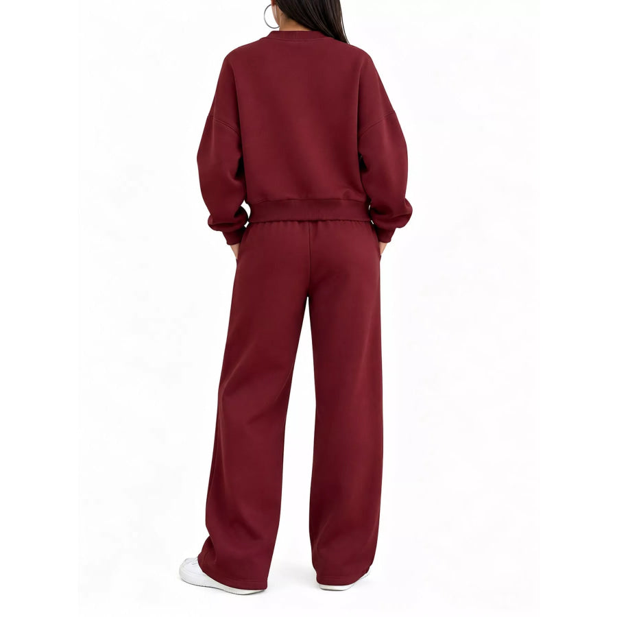 Casual Zip-Up Jacket and Wide-Leg Sweatpants Set Apparel Accessories
