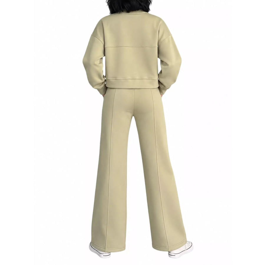 Casual Zip-Up Jacket and Wide-Leg Sweatpants Set Apparel Accessories