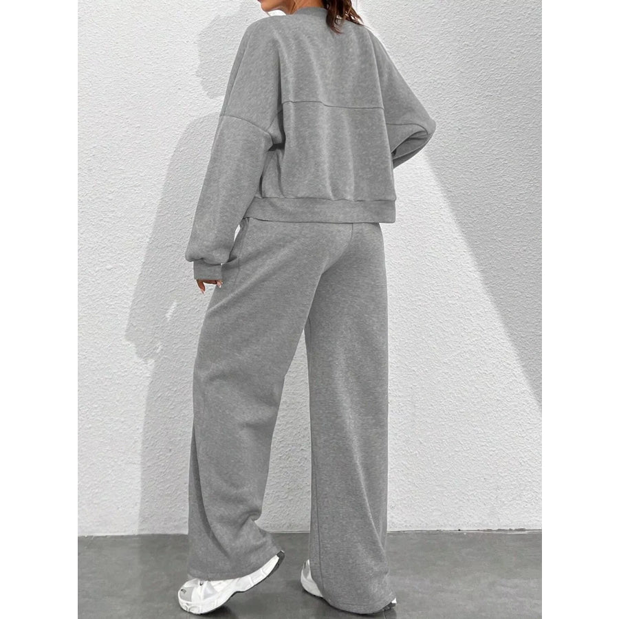 Casual Zip-Up Jacket and Wide-Leg Sweatpants Set Apparel Accessories