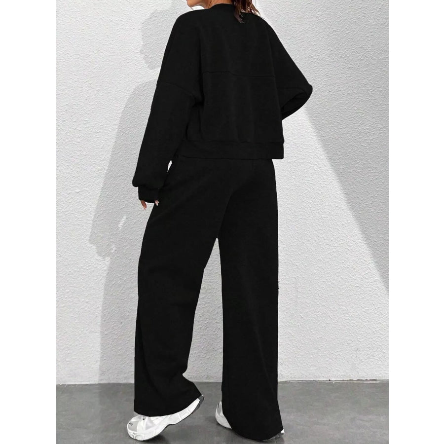 Casual Zip-Up Jacket and Wide-Leg Sweatpants Set Apparel Accessories