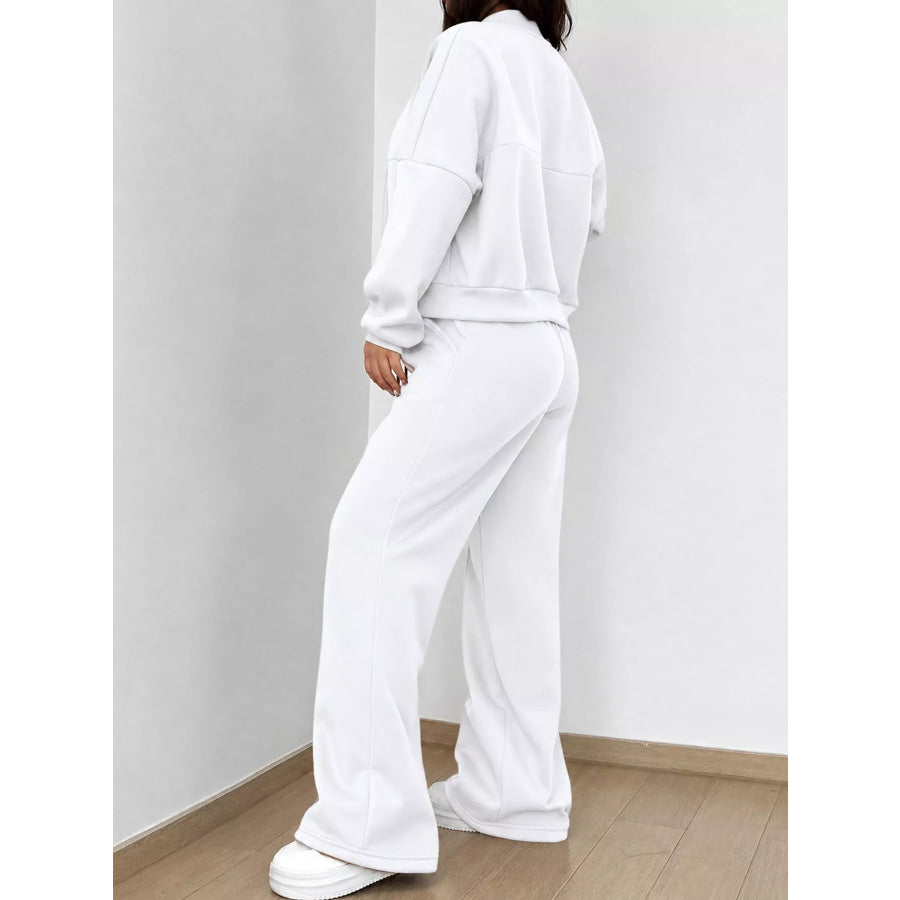 Casual Zip-Up Jacket and Wide-Leg Sweatpants Set Apparel Accessories