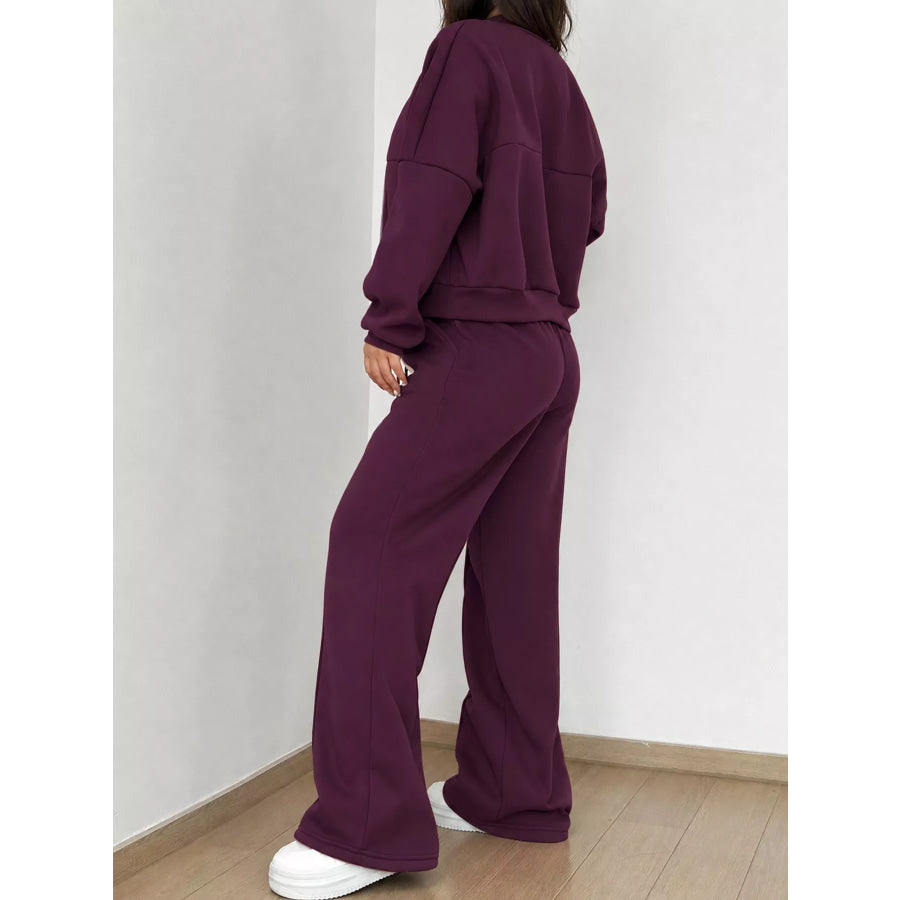 Casual Zip-Up Jacket and Wide-Leg Sweatpants Set Apparel Accessories