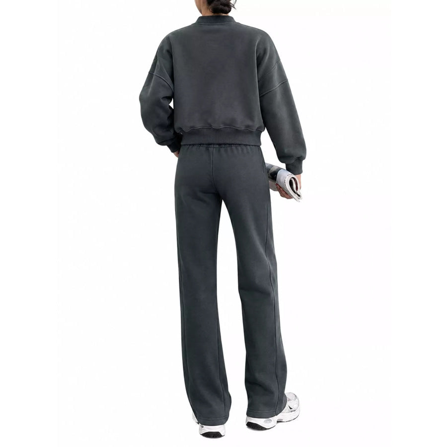 Casual Zip-Up Jacket and Wide-Leg Sweatpants Set Apparel Accessories