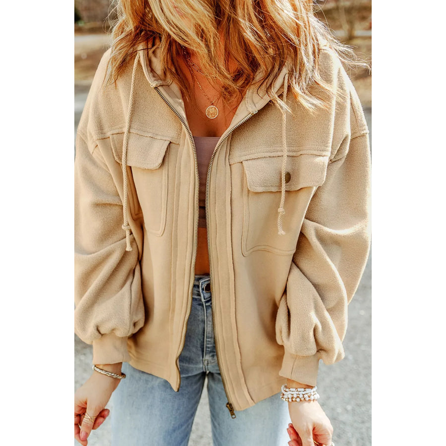 Casual Zip Up Jacket with Pockets Apparel and Accessories