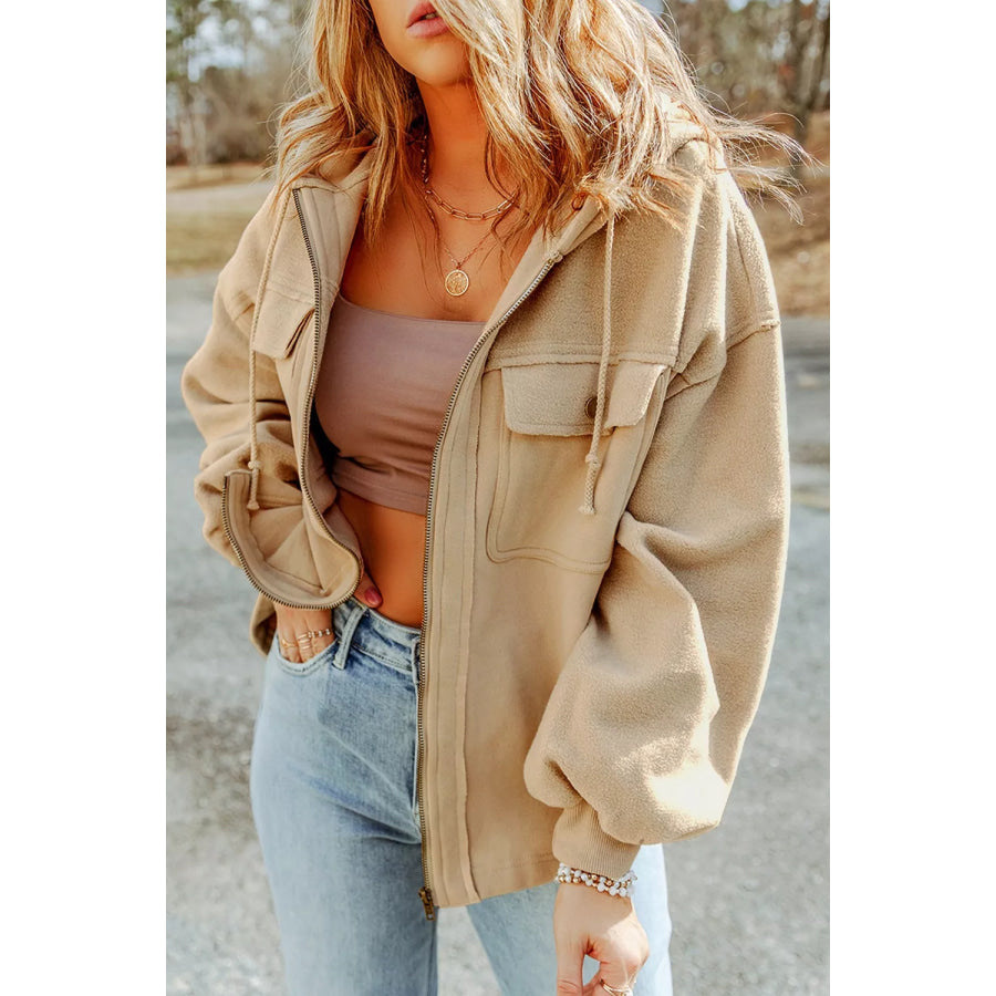 Casual Zip Up Jacket with Pockets Apparel and Accessories
