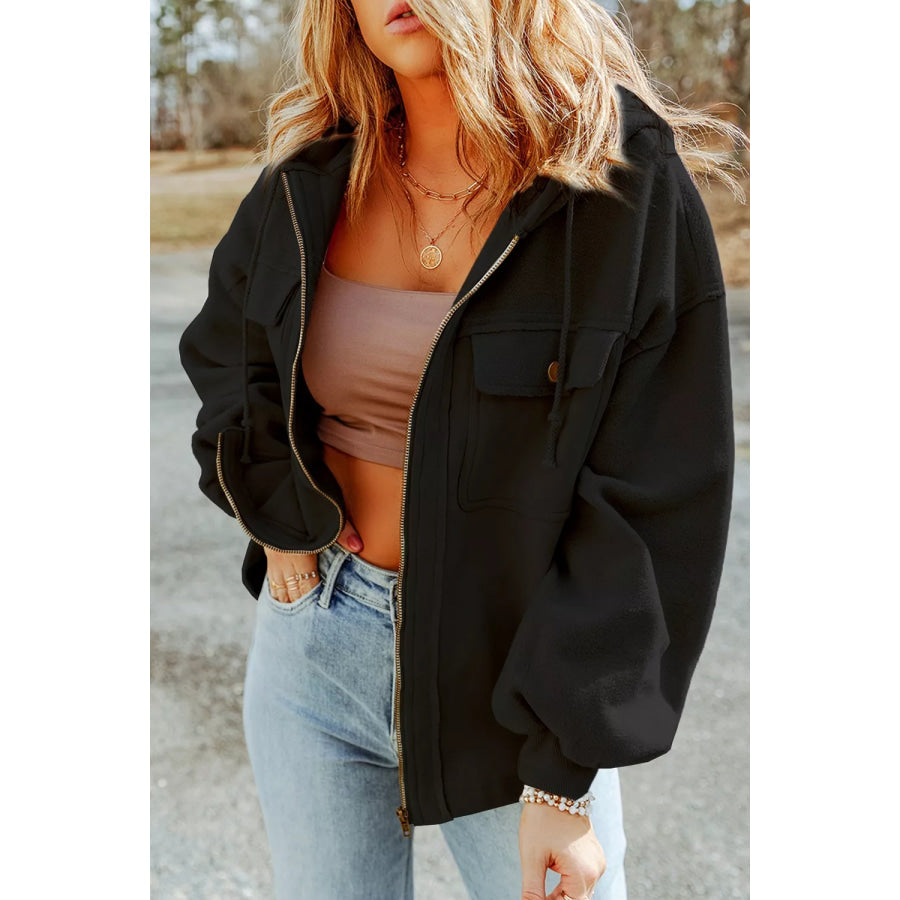 Casual Zip Up Jacket with Pockets Apparel and Accessories