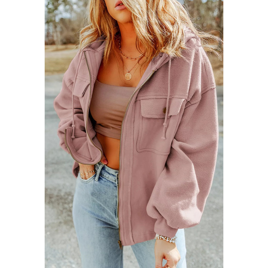Casual Zip Up Jacket with Pockets Apparel and Accessories