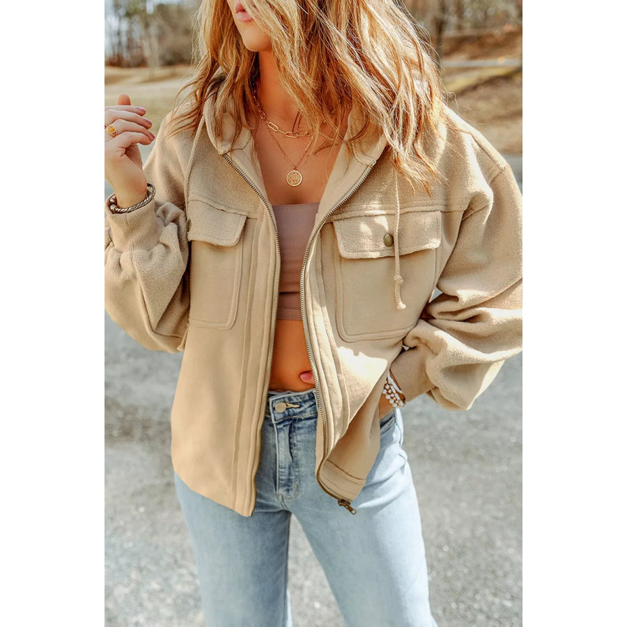 Casual Zip Up Jacket with Pockets Apparel and Accessories