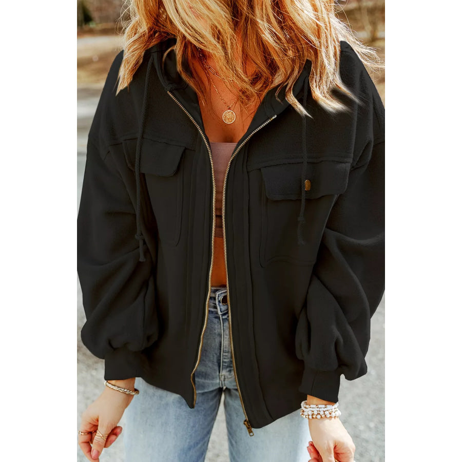 Casual Zip Up Jacket with Pockets Apparel and Accessories