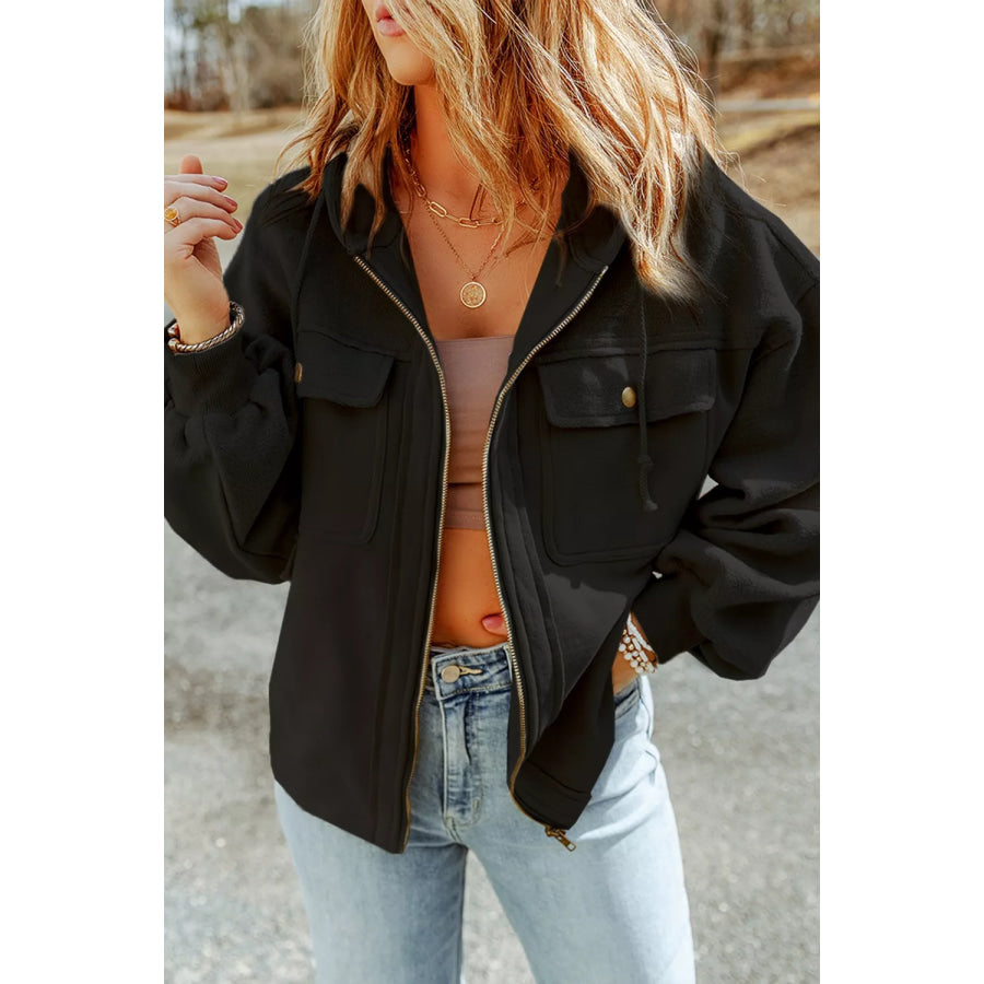 Casual Zip Up Jacket with Pockets Black / XS Apparel and Accessories