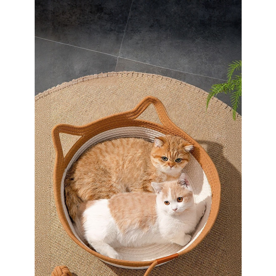 Cat Ear Woven Pet Nest Cat Nest + Mad + Pillow / M Apparel and Accessories