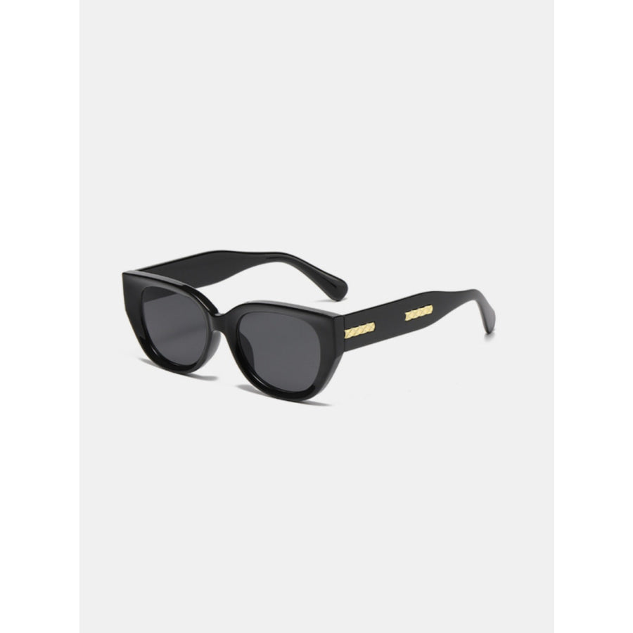 Cat Eye Polycarbonate Frame Sunglasses Black / One Size Apparel and Accessories